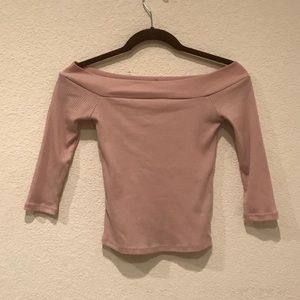 Off the shoulder pink crop top
